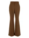 Fendi Wool Blend Flared Trousers In Brown