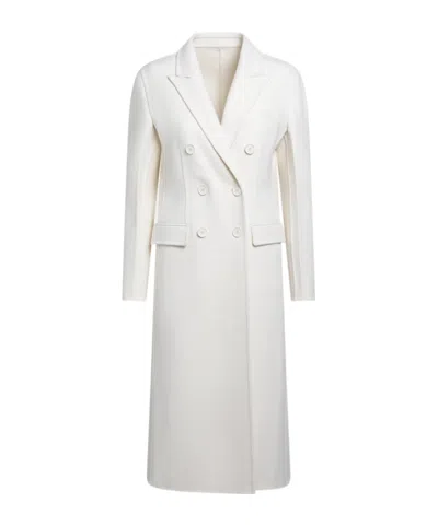 Fendi Wool Blend Ivory Double-breasted Coat In White