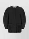 Fendi Wool Blend Jacket Round Shoulders In Black