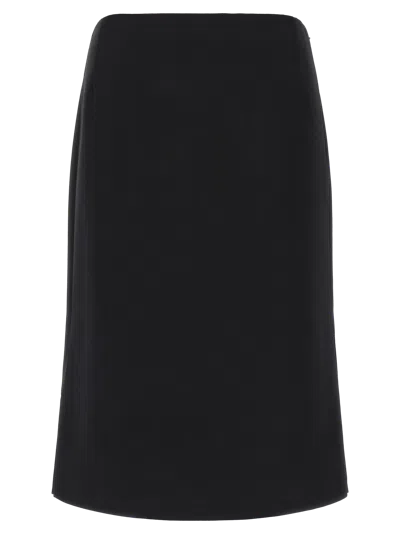 Fendi Wool Blend Pencil Skirt In Black