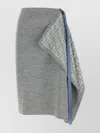 Fendi Wool Blend Skirt With Asymmetric Hem And Elasticated Waistband In Grey