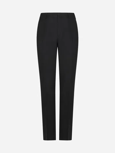 Fendi Wool-blend Trousers In Black