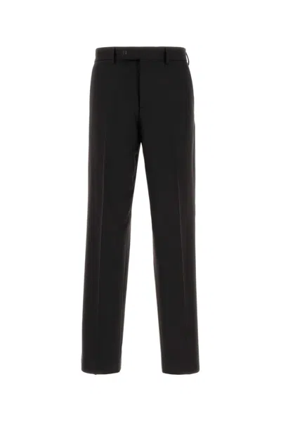 Fendi Wool-blend Twill Trousers In Black