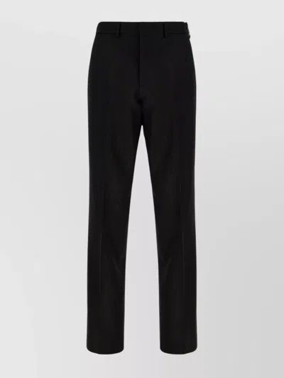 Fendi Wool Blend Trousers With Ironed Pleats In Black