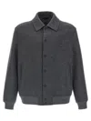 Fendi Double Wool Jacket With Ff Detail In Gray