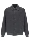 Fendi Double Wool Jacket With Ff Detail In Gray