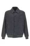 Fendi Double Wool Jacket With Ff Detail In Gray
