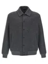 Fendi Double Wool Jacket With Ff Detail In Gray