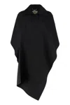 Fendi Wool Cape With Collar And Draped Shape In Black