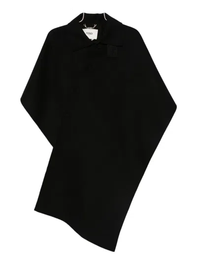 Fendi Wool Cape In Black