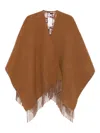 Fendi Biscuit Wool Blend Reversible Cape In Brown