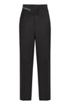 Fendi Wool Carrot-fit Trousers In Black