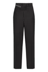 Fendi Wool Carrot-fit Trousers In Black