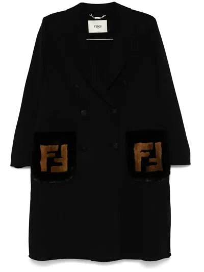 Fendi Wool Coat Clothing In Black