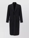 Fendi Crepe Wool Coat With Double Layer Satin Lapel In Black