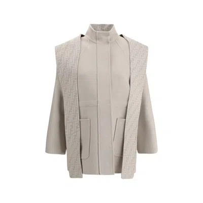 FENDI WOOL COAT WITH REMOVABLE HOOD