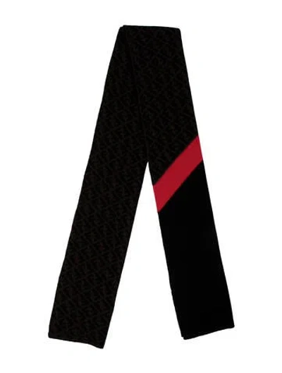 Pre-owned Fendi Wool Colorblock Pattern Scarf In Black