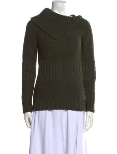 Pre-owned Fendi Wool Cowl Neck Sweater In Green