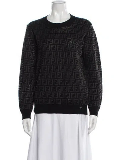 Pre-owned Fendi Wool Crew Neck Sweater In Black