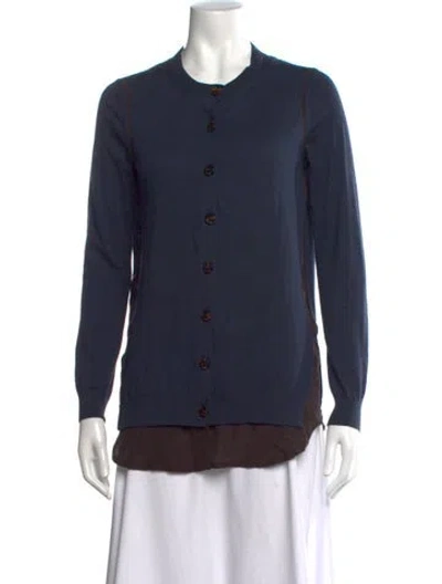 Pre-owned Fendi Wool Crew Neck Sweater In Blue