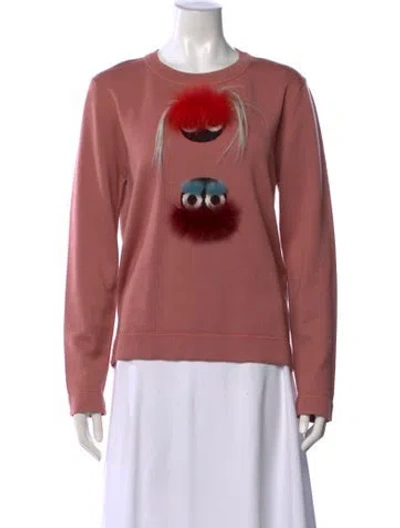 Pre-owned Fendi Wool Crew Neck Sweatshirt W/ Tags In Pink