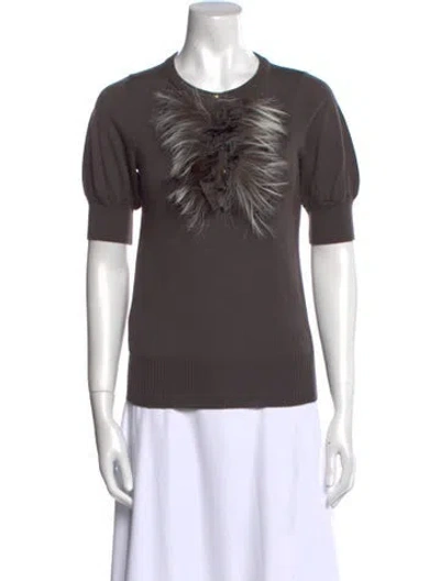 Pre-owned Fendi Wool Crew Neck T-shirt In Gray