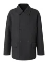Fendi Double-breasted Caban In Slate Grey Wool Men In Gray