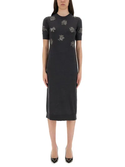 FENDI WOOL DRESS WITH EMBROIDERY