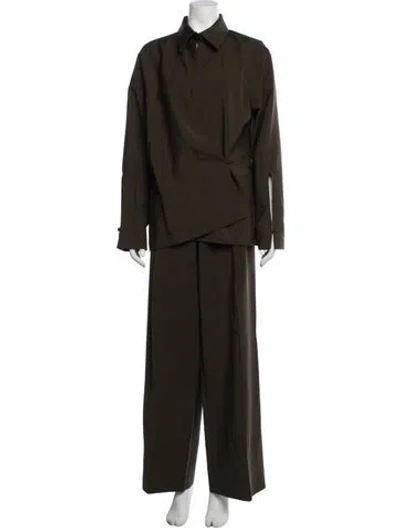 Pre-owned Fendi Wool Embroidered Accent Pant Set In Green