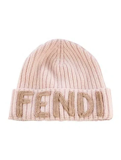 Pre-owned Fendi Wool Embroidered Hat W/tags In Brown/pink