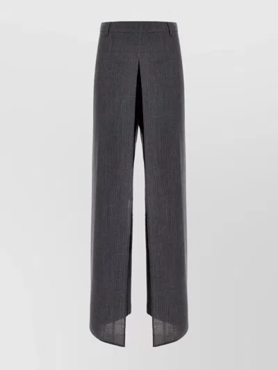 FENDI WOOL EMBROIDERED WIDE-LEG TROUSERS