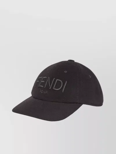 Fendi Wool Felt Baseball Hat With 3d Effect In Black