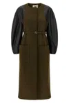Fendi Contrasting-sleeve Belted Coat In Black