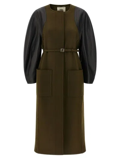 Fendi 'wool Felt' Coat In Brown