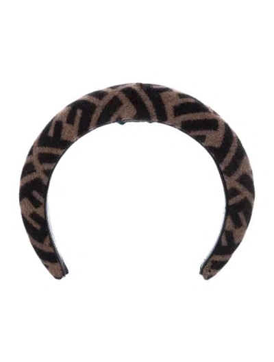 Pre-owned Fendi Babies' Wool Ff Pattern Print Head Band In Brown