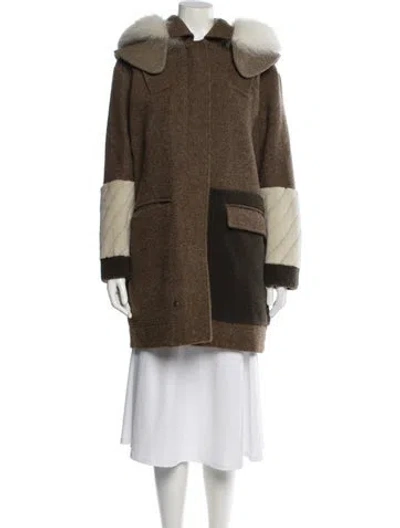 Pre-owned Fendi Wool Fur Coat In Brown