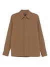 Fendi Men Wool Gabardine Shirt In Brown