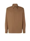 Fendi Wool Gabardine Shirt In Brown