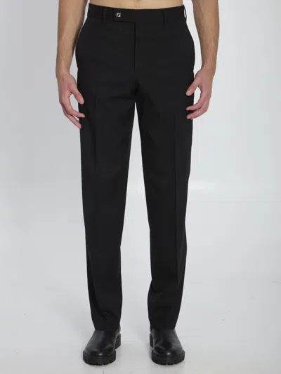 Fendi Wool Gabardine Trousers In Black