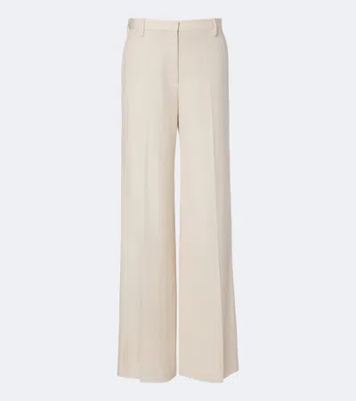 Fendi Wool Grain De Poudre Wide-leg Pants In White
