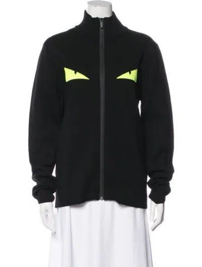 Pre-owned Fendi Wool Graphic Print Jacket In Black