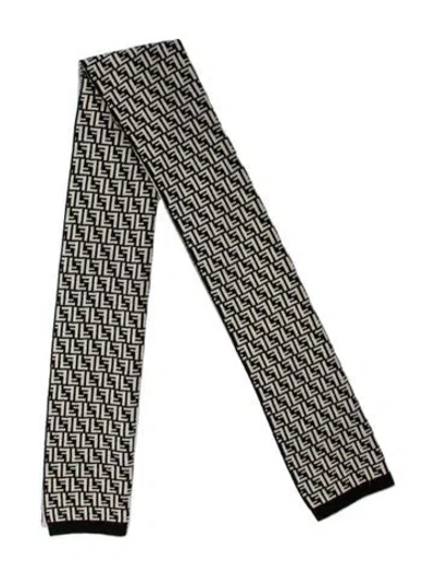Pre-owned Fendi Wool Graphic Print Scarf In Black