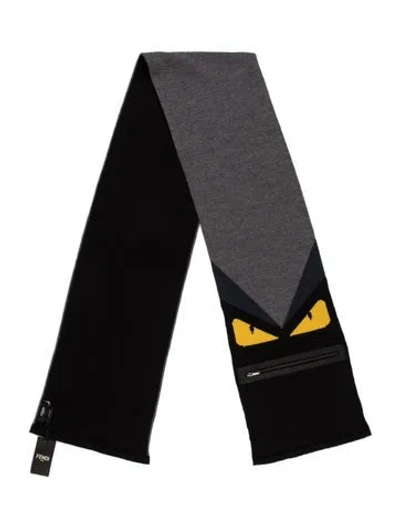 Pre-owned Fendi Wool Graphic Print Scarf In Grey
