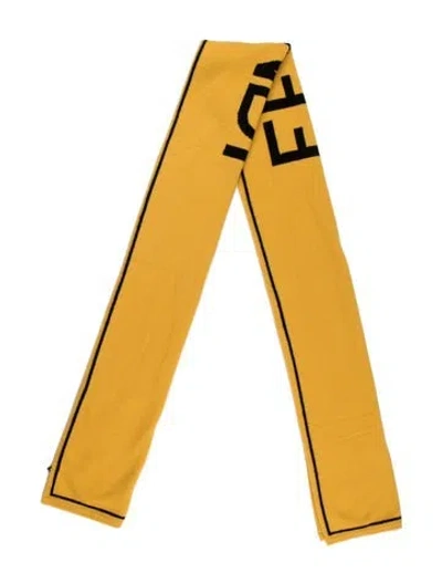 Pre-owned Fendi Wool Graphic Print Scarf W/ Tags In Yellow
