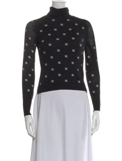 Pre-owned Fendi Wool Graphic Print Sweater In Black