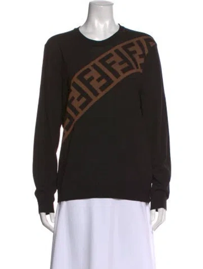 Pre-owned Fendi Wool Graphic Print Sweater In Black