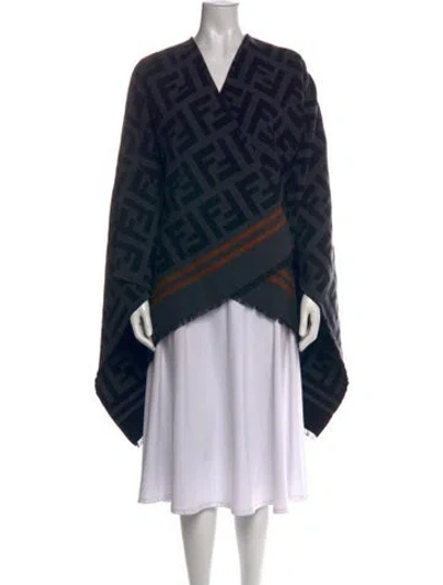 Pre-owned Fendi Wool Graphic Print Sweater In Black