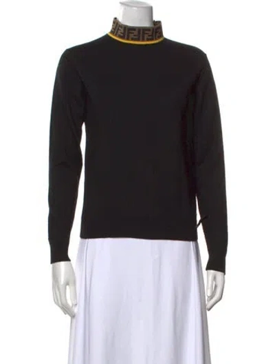 Pre-owned Fendi Wool Graphic Print Sweater In Black