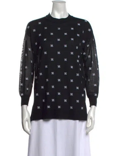 Pre-owned Fendi Wool Graphic Print Sweater In Black