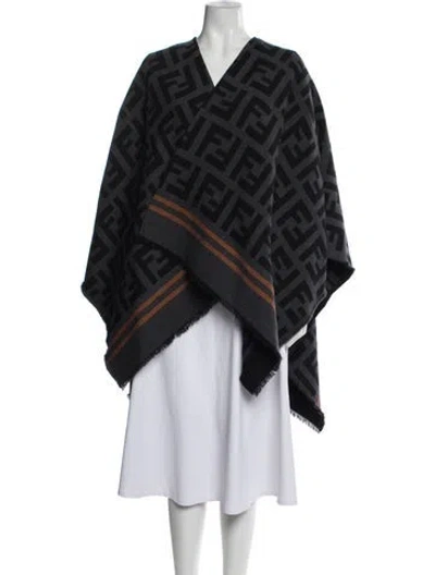Pre-owned Fendi Wool Graphic Print Sweater In Black